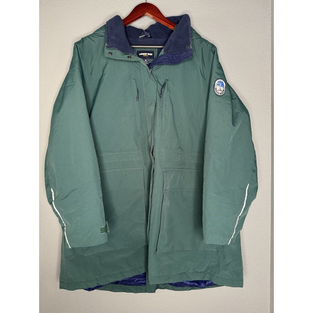 Lands End Squall Parka Womens 1X 16W 18W Green Waterproof Insulated Coat 540126